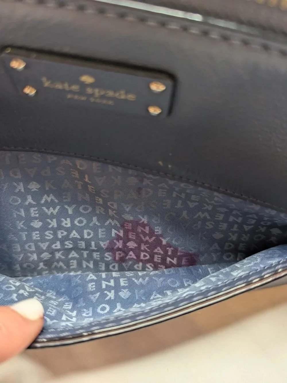 Kate Spade Grove Street Millie Crossbody bag in Gray-Blue, matching change purse